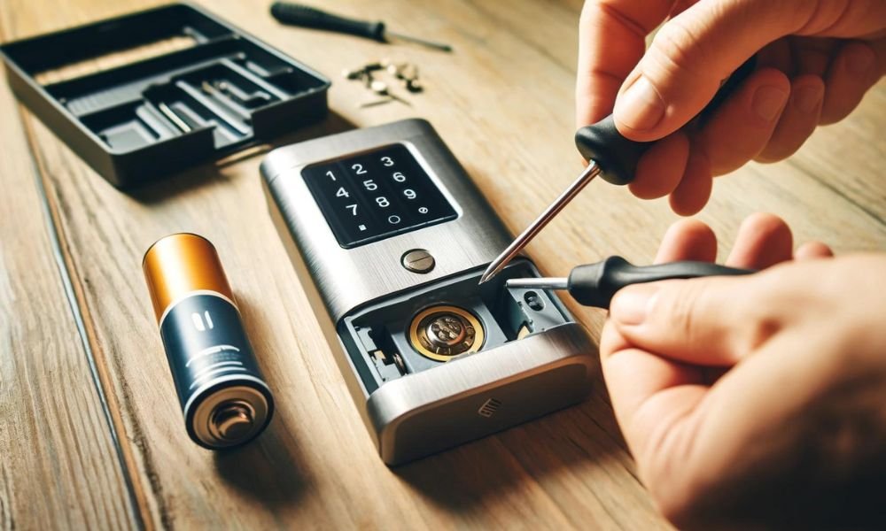 How to change battery on keypad door lock?