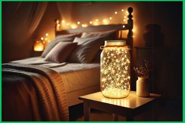 The fairy lights in a jar