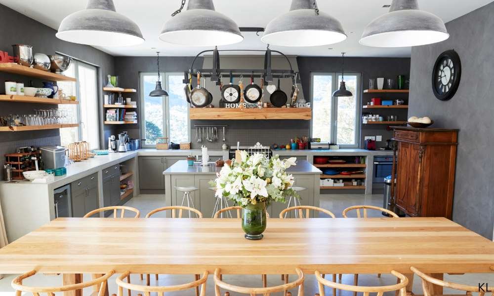 Position track lighting in kitchen